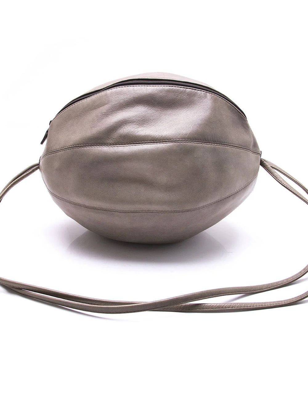Ball shaped Leather versatile Bag with Slim Strap